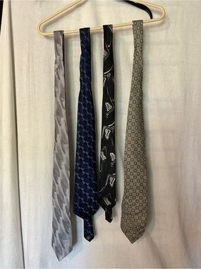 Men's Neck Tie Set - Gray, Navy, Black, Taupe